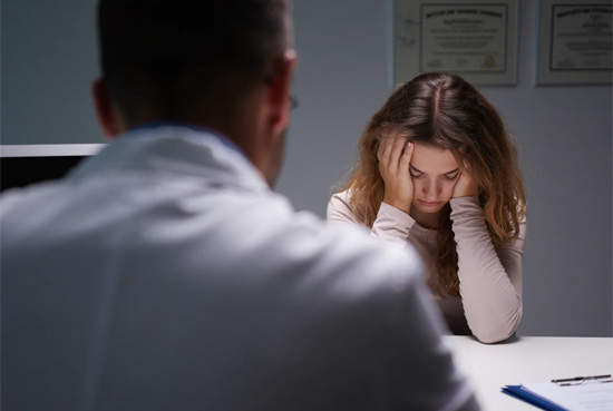 Девушка держится за голову